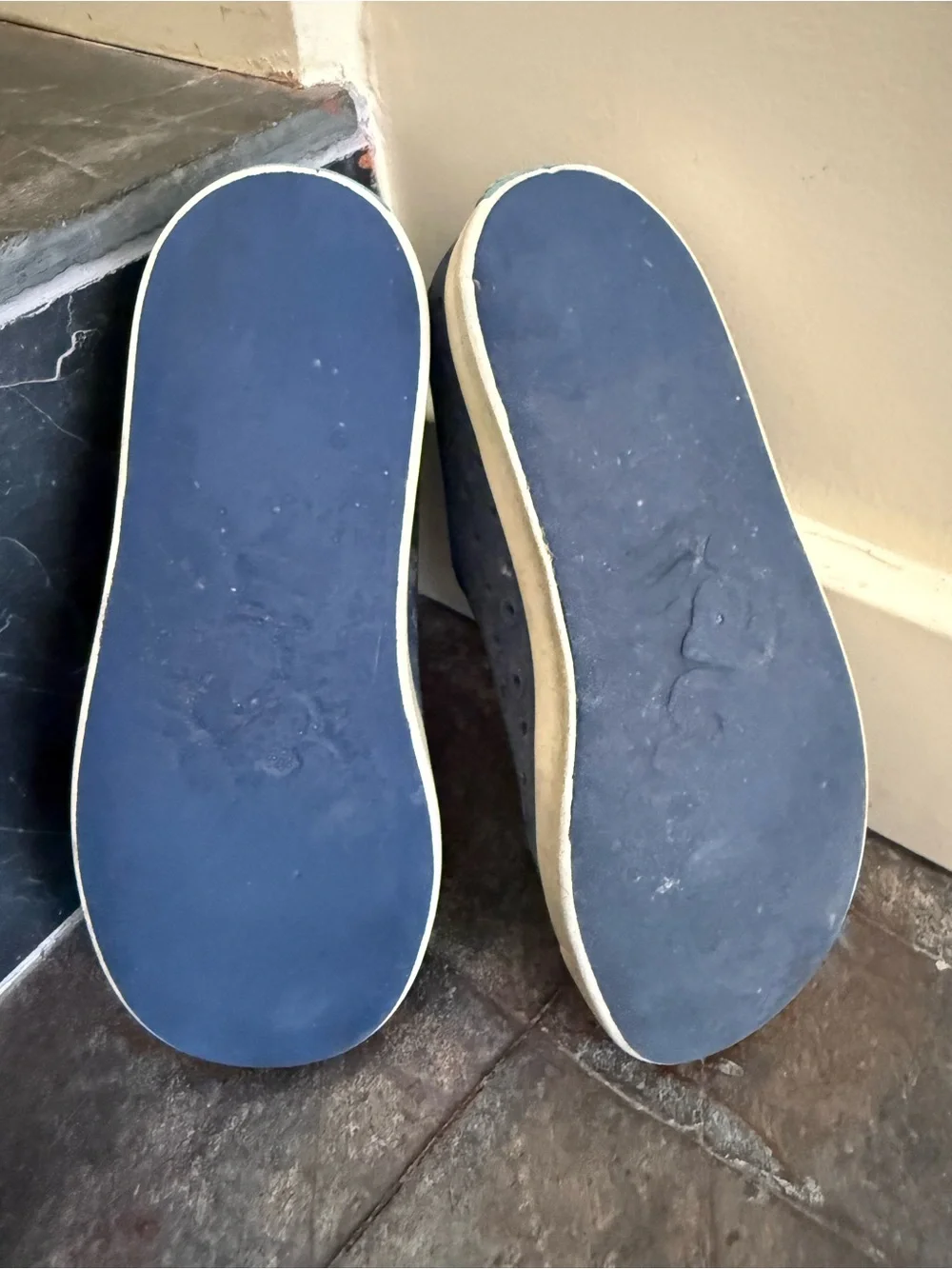 Native Jefferson Navy Blue Slip-On Sneakers with White Toe Caps J2